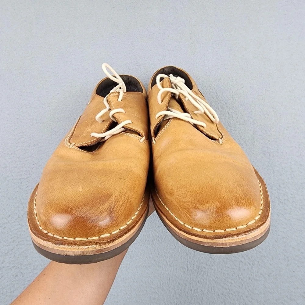 Steve Madden Shoes Mens Size 10 Tan Brown Leather Casual Lace Up Harpoon 217